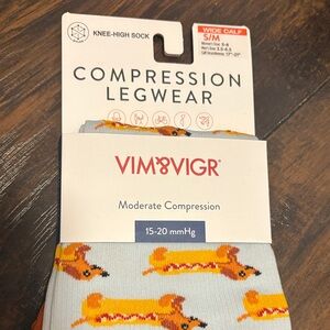 Light Blue Compression Socks with Dachshund Design